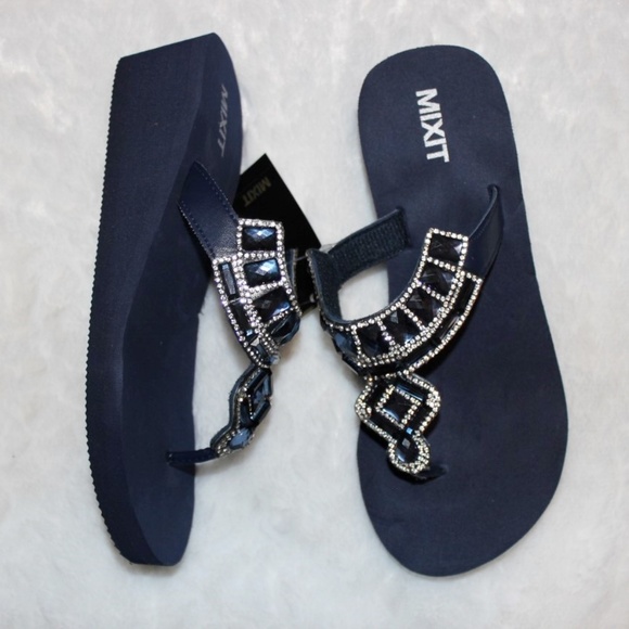 Mixit | Shoes | Mixit Blue Rhinestone Flipflop | Poshmark